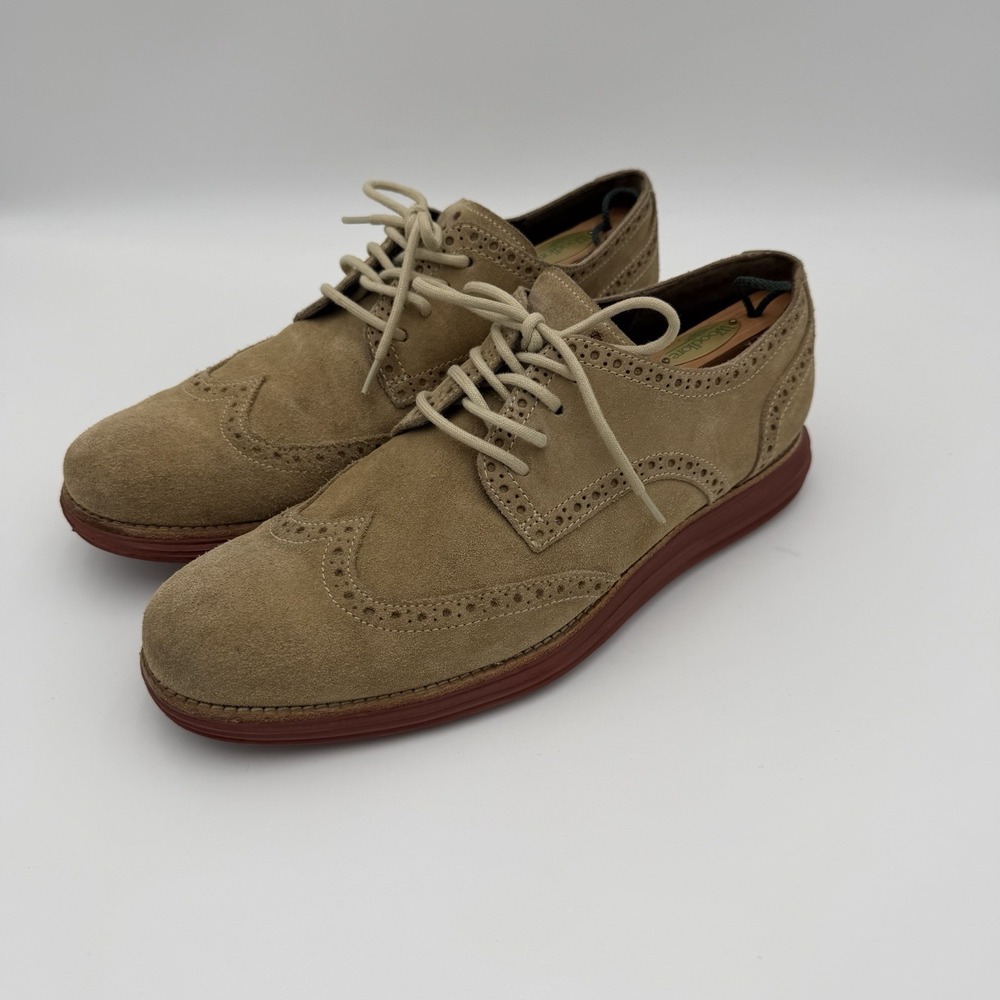 Cole Haan LunarGrand wingtip shoes C10228 Oxford brown Mens 10 comfort suede tan